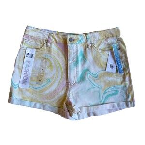 NWT Tinseltown Womens Shorts Must Have Fashion Hi Rise Yellow Denim size 11/ 30
